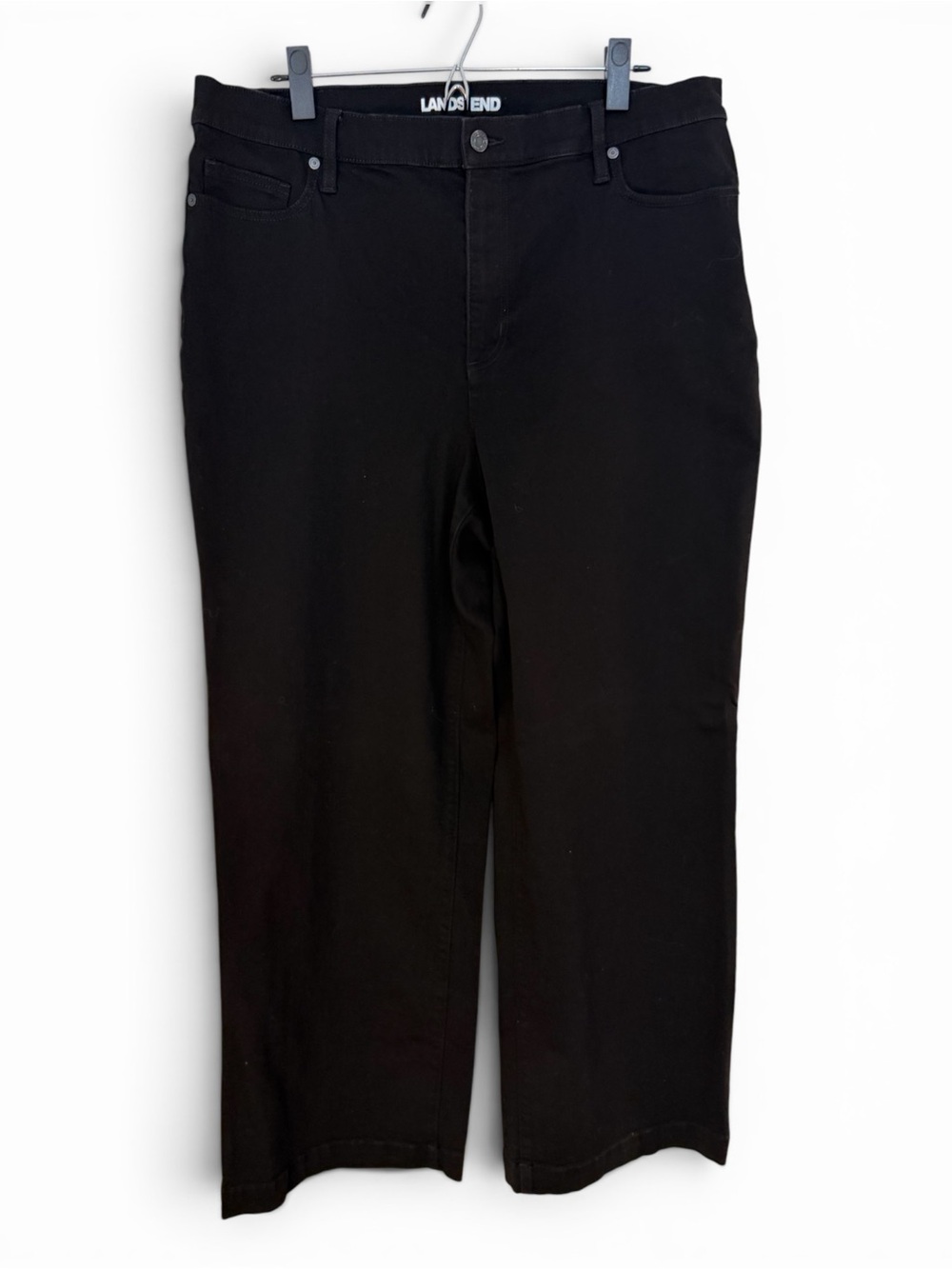 Women’s—Land’s End Dark Black Cotton/Spandex Denim Pants. Size 18.